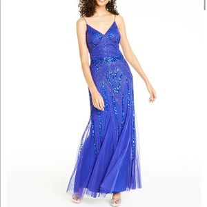 NWT blue sequin gown